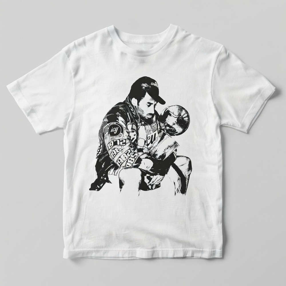 Graphic White T-Shirt with Black Kobe Bryant Illustration
